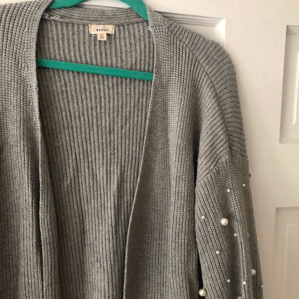 Comfy Gray Pearl Cardigan